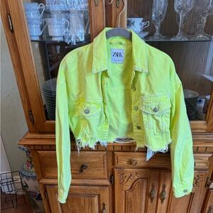 Zara Bright Yellow Cropped Jacket